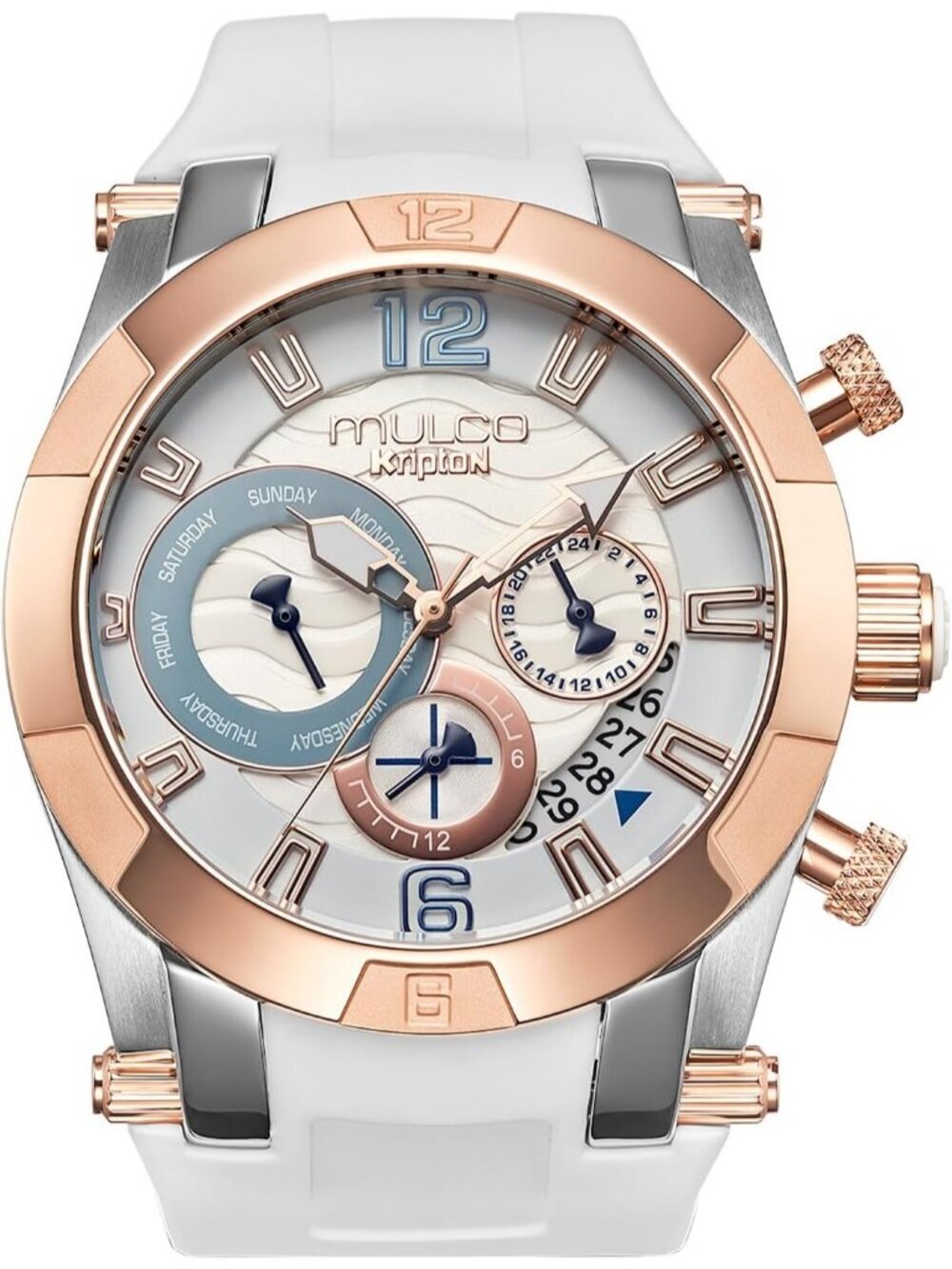 Women's White Rose Gold Large Face Waterproof Stainless Steel Quartz Watches